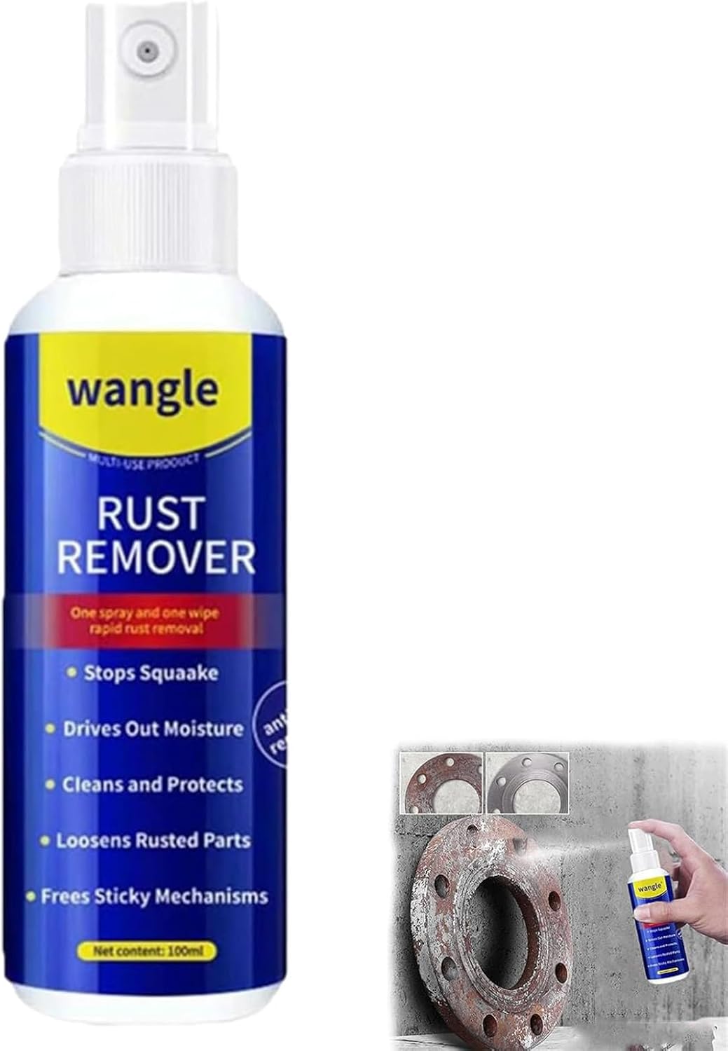 Wangle Rust Remover, Anti-Rusts Lubricant Spray & Rusts Removers, 2026 Upgrade Rust Remover For Metal, Fast-Acting Formula & Easy Application, For Use On Automotive Parts, Chains, Tools (1 PCS)