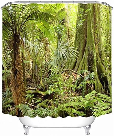 GFYWZ Shower Curtains Polyester 3D Green Forest Visual space Printing Waterproof Mildew Resistant Thickened Bathroom Bathtub Occlusion privacy Cut off Hanging Curtain , 200*180cm
