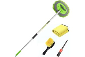 GreatCool 4Pcs Zestaw Szczotka do Mycia Samochodu,Mop do mycia samochodu z Długim Uchwytem i Mikrofibry,Detali Szczotka,Czyszczenia Samochodów Mop nadaje się do Mycie Samochodów Ciężarowych RV