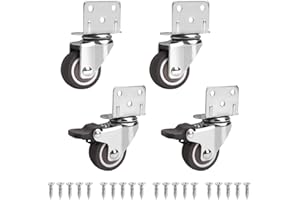 PLSMUPN Set de 4 Roulettes Pivotantes Pour Meubles dont 2 avec Frein 32mm Petites Roulettes de Meubles - Rotation à 360 Degrés, Capacité de Charge 60kg, Petites Roulettes Pivotantes pour Meubles, Berceaux