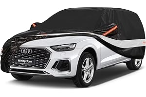 Weleyclore SUV Car Cover Waterproof Breathable,100% Waterproof Outdoor 4X4 Car Covers Rain Snow UV Protection.Custom Fit for Audi Q5,BMW X3,Ford Kuga,Jaguar F-Pace,etc,Black B9
