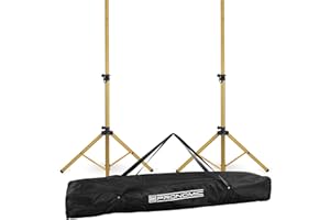 2X Pronomic SPS-1S GD Pied de Haut-Parleur en Acier - Support de Enceinte, Construction tripode Large et Stable - 120-193 cm - pour la scène, Les Groupes et Les DJs - Sac Inclus - Or