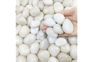 FANTIAN 2 lbs White Stones for Garden, 30-50 mm Decorative White Pebbles for Plant Pots, Aquariums Gravels, Vase Fillers and Outdoor Garden Rocks