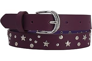 EANAGO Ceinture végétalienne >ROCKSTAR< pour enfants - ceinture avec rivets sympas - ceinture moderne pour filles