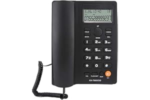 TOPIKY Schnurgebundenes Telefon, KX-T885 Anrufer-ID-Anzeige Freisprechen Festnetztelefon für das Home Office Hotel(Schwarz)