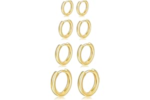 BMMYE 4 Pairs Small Gold Huggie Hoop Earrings for Women Cartilage Mini Gold Hoops Gold Earrings Set for Multiple Piercing Hypoallergenic