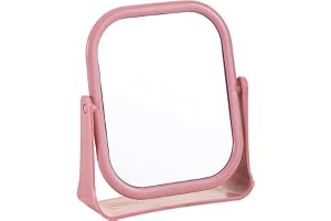 GmwyCzV Sminkspegel, fyrkantig sminkspegel, liten bordsspegel med 360° roterbar, 19,5 x 16 cm golvspegel, bordsspegel för toa