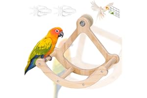 Bird Toy, Parrot Toy, Toy for Cockatiels, Wooden Bird Swing for Parrots, Swing Pirate Ship, Natural Wood, Pirate Ship Shape, Robust Perch and Toy