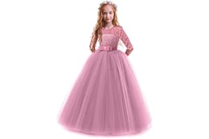 IBTOM CASTLE Vestido de boda para niña, vestido de dama de honor, multicapa, tu, princesa, de encaje, floral, disfraz de ceremonia, bautizo, fiesta de cumpleaños, noche de cóctel para niños de 3 a 12 años