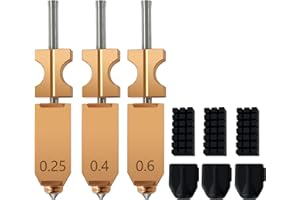 RugooSpink Upgrade 3PCS Hotend for Falshforge AD5X 0.25MM 0.4MM 0.6MM All Metal Quick Detachable Nozzle Hotend High Speed Print Head Assembled Extruder with Extra 3PK Silicone Cover+3PK Nozzle Brush