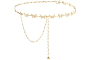 Amaxiu Chaîne de taille papillon en métal avec strass pour robes
