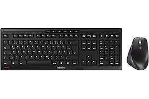 ‎CHERRY CHERRY Stream Desktop Comfort, Kabelloses Tastatur-Maus-Set, Deutsches Layout (QWERTZ), 2,4 GHz Funk, Leise Tasten, Ergonomische Rechtshändermaus, Schwarz