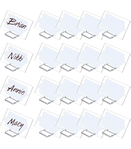 luolety 50 segnaposto in acrilico trasparente, in acrilico satinato, per matrimonio, con nastro, kit di etichette regalo per fai da te, matrimoni, cene, nomi degli ospiti
