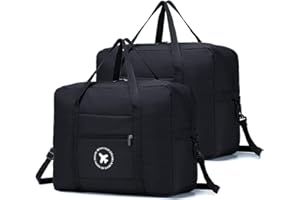 SUCIKORIO® Sac de Voyage, Bagage Cabine 45x36x20cm Easyjet Tui Airways 40L Pliable Sac Weekend Rangement Grande Taille Sacs de Voyage pour Homme et Femme, 2 pièces