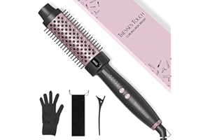 Tresses Touch Thermal Brush, Thermobürste Negativ-Ionen, Elektrische Rundbürste mit 5 Temperaturstufen, Stylingbürsten Universal-Spannung, Tourmalin-Keramik, Dual-PTC 30s-Schnellwärmung, Roségold