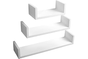 WOLTU Mensole da Muro Mensola a Cubo Scaffale Parete Decorazione per Cameretta Salotto Libreria CD Legno MDF Moderno 3 Pezzi Diametri Diversi Bianco RG9239ws
