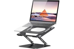 JOIOT Laptop Ständer Höhenverstellbar Laptop Stand Aluminium Laptopständer Faltbarer MacBook Ständer Belüfteter Laptop Halterung Schreibtisch Kompatibel mit Laptop/MacBook bis 16 Zoll Schwarz