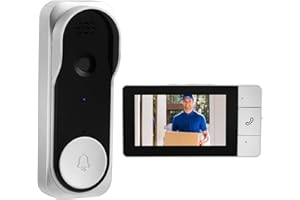 STRIXORN Sonnette sans Fil avec Caméra, Visiophone Vidéo Extérieur, sonnette vidéo étanche IP65 1080p avec Écran 4.3", angle de vision HD 360°, Audio bidirectionnel, vision nocturne, sans APP,sans WiFi