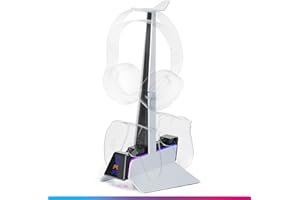 Oniverse Ladegerät für PS5-Controller – Schnellladestation, 2 Stunden mit Halterung für Controller und PS5-Zubehör, Doppel-Ladegerät kompatibel mit DualSense, abnehmbare Halterung für Kopfhörer