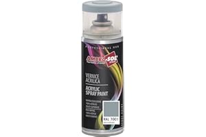 AMBRO-SOL - Pintura acrílica en spray, color Gris Plateado, RAL 7001, exteriores e interiores, 400 ml, El embalaje puede variar