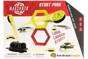 Fat Brain Toys Magshuto Stunt Park, Juego de Trucos con rampas, 15 desafíos, Juguete Educativo Stem, Actividad física para niños, Juego Creativo para Interiores