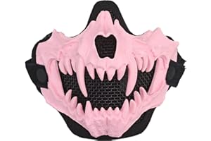 YZPACC Airsoft Half Face Skull Masken Taktische Gesicht mit Ohrenschutz Mesh Maske für Halloween Cosplay Paintball CS Jagd Cosply