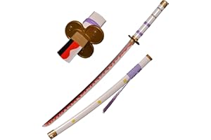 KOGUMA One Piece Roronoa Zoro Cosplay Wooden Yama Enma Swords Replica Props 103.5cm (White)