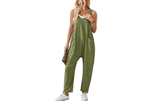 Maeau - Peto para Mujer de Punto Casual con 2 Grandes Bolsillos Mono Pantalón Ancha Peto Jumpsuit Holgado sin Mangas Mono Largo Pantalones S-XXL