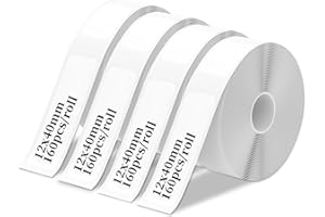 CIMOYBAI 4 rollos de cinta de etiqueta térmica, compatibles con photomo D30 / d32 / D35 / q30 / q30s / q31, marklife P11 / P12 / p15, ieagle L11 / l12, etiquetas térmicas autoadhesivas de 12 a 40 mm