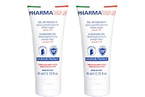 Pharmamani KIT 2 PEZZI GEL IGIENIZZANTE MANI da 80 ml. 70% Alcool, Effetto Rapido, Non appiccica, si assorbe subito e idrata le mani. Profumo gradevole, Dermatologicamente Testato. Formato tascabile.