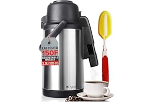 Pykal Carafe à Café Anti-Éclaboussures - Bouteille Isotherme Pro Boisson Chaude avec Pompe - 3.5L Grande Capacité & 65°C Rétention Chaleur - Grand Distributeur a Thé en Inox…