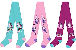 L&K-II 6er Collant da bambina per bambini collant lavorato a maglia con motivi unicorno multicolori in una taglia 74-128 2712