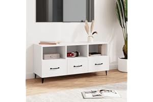 homiuse Mueble de TV Madera contrachapada Blanco 102x35x50 cm Mesa TV Muebles De Sala Muebles De Salon Modernos Mesa Television Soporte TV Mesa Soporte TV Suelo Soporte Television Muebles TV Madera