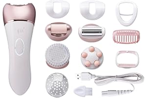 SENSIOHOME Sensio Spa Multifunctional 5 in 1 Callus Hard Skin Remover, Epilator, Body & Face Shaver, Exfoliator, Massager Men and Women, Rechargeable 2 Speeds with USB, Waterproof, Pedicure Dry Dead Skin Remover