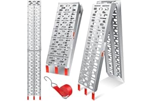 ‎MASKO MASKO® Auffahrrampe 340kg Faltbare ALU Verladerampe Max 680kg* Pro Paar Verladeschiene Antirutsch Klappbar max. 340kg* pro Stück Motorrad ATV Quad PKW Auto Laderampe,1x Auffahrrampe Silber