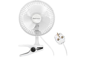 Pro Breeze 6 Inch Clip on Fan with 2 Speeds, Mains Powered, 360° Rotation, Silent Desktop Fan with Strong Airflow - Mini Plug in Silent Desk Fan, Ideal Electric Air Circulator for Bed, Cot & Desk top