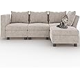 Flamaker Sofa with Storage, Corner Sofa with Upholstered Furniture, Modular Sofa with Angle-Adjustable Armrests and Backrests (4 Seats, Beige)