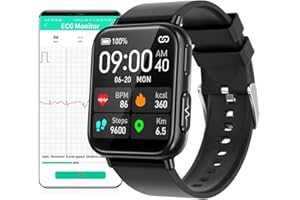 DigiKuber Montre Connectée ECG, 1,91" Smartwatch Femme Homme, Etanche IP68 Montre Intelligente Thermomètre, Smart Watch avec SpO2 PPG Fréquence Cardiaque pour Android iOS