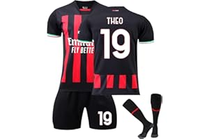 YAGUMO A-C Maillot de Foot Enfant Nr. 9 Giroud Nr. 11 Ibrahimovic Nr. 17 R.LEAO Domicile Soccer Jersey, Football Ensemble Garçons/Adultes Entrainement T-Shirt et Short avec Chaussettes