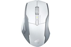Roccat Kone Air Ergonomiczna bezprzewodowa mysz do gier z 800 godzin baterii czujnik optyczny 19K dpi, boczne uchwyty gumowe podwójne wtryski, biały