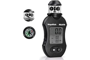 WapoRich Mini Windmesser, 360° Cup-Anemometer Handheld Windmessgerät misst Windgeschwindig 0,7–42 m/s mit Kompass für Segeln, Jagd, Drohnenflug RQ-876