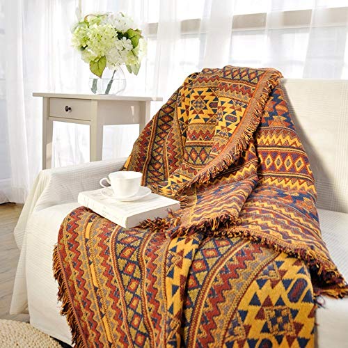 Spring Fever Cotton Decorative Boho Tassels Sofa Throw Blankets - Colorful Tribal Pattern, Color A, Spring Fever Cotton Decorative Boho Tassels Sofa Throw Blankets - Colorful Tribal Pattern, Color A,