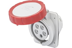 GEWISS - GW62232H Presa Fissa da Incasso a 10° Hp, IP66/IP67, 3P+N+T 16A 380-415V 50/60Hz, Rosso, 6H, Cablaggio a Vite