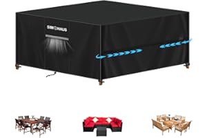 SIMPHAUS Pokrowiec na meble ogrodowe, pokrowiec na meble ogrodowe, wodoszczelna, odporna na działanie promieni UV, tkanina Oxford 420D, 220 x 220 x 90 cm