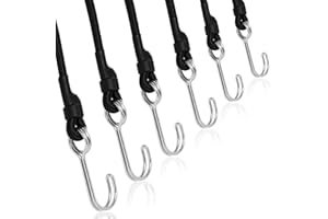Tendeurs Elastique avec Crochets,8mm Sandow Elastique Tendeur Élastique pour Bache Piscine Tente Camping Filet Remorque, Corde Elastique Noir (90cm)