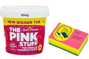 Pkge New Bigger Tub 850g Pink Stuff Cleaning Paste Non-Toxic All Purpose Tough Household Cleaner for Kitchen, Oven, Bathroom, and Stain Remover- Includes 1 x Cleaning Sponge