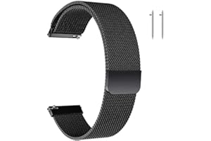 JUHONNZ Bracelet de Montre Metal pour Homme Femme,Bracelet de Montre Magnétique pour Montre Connectée et Montre Traditionnelle Dégagement Rapide 16mm/18mm/20mm/22mm Argenté/Noir