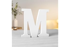 Aruatu 6 Inch White Wood Letters - Unfinished Wood Letters for Wall Decor & Craft Projects