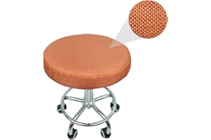 Levoberg Stool Cover Stretch Stool Cover Round Stretch Linen Round Bar Cover Seat Cushion Diameter 33 cm