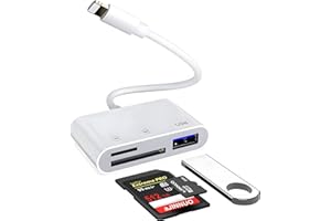 AZUXREZA SD Card Reader for iPhone,Lightning to SD/TF Card Camera Reader Adapter,Lightning to USB Camera Adapter for iPhone 14/13/12/11/X/XS/XR/8/7 iPad,Support iOS 9-15 Later,Plug and Play
